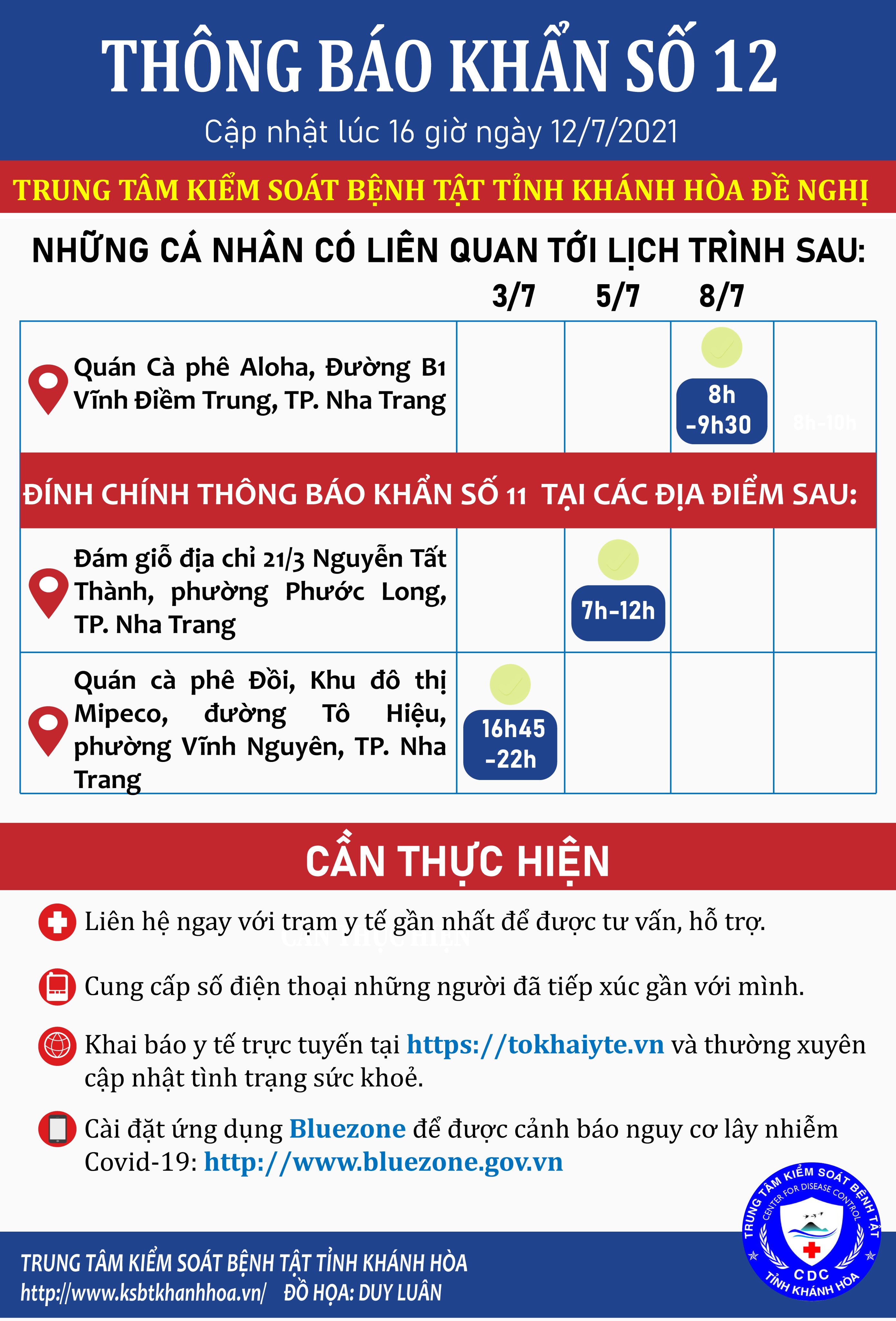 THÔNG BÁO KHẨN SỐ 12